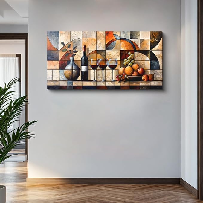 PHAOHUAXM Abstract Canvas Wall Art For Living Room Large Wall Decor For Bedroom Office Wall Decor Wine Glass Mural Restaurant Farmhouse Wall Painting Decor Artwork Pictures Home Decorations 20"X40"