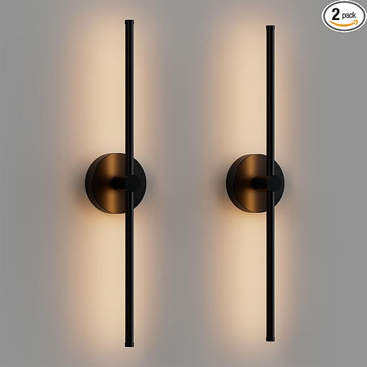 ZAGO 24 Inch LED Indoor Linear Wall Sconces Set of Two, 3CCT Switchable, Matte Black, Hardwired and Wall Mounted, Dimmable for Living Room, Hallway, Bedroom, 120-277V, 14W, 900LM, ETL Certified