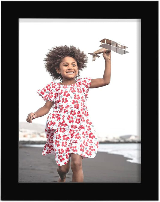 Renditions Gallery 6x8 inch Picture Frame High-end Modern Style, Made of Solid Wood and High Definition Glass Ready for Wall and Tabletop Photo Display, Black Frame