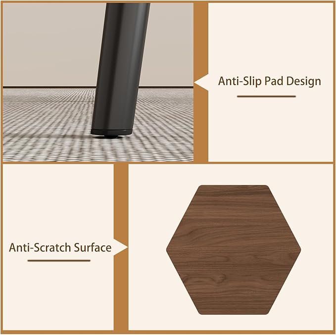 47.2'' Dining Table Set for 4,Modern Wood Dining Table,Leather Dining Chairs 4,Table and Chairs Set of 4,Ideal for Kitchen Dining Room (Walnut Color Table + 4 Brown Chairs, 47.2")