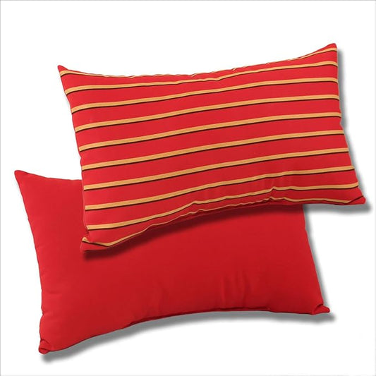 Comfort Classics Set of 2-22x12x4 Sunbrella Indoor/Outdoor Fabrics Lumbar Pillows in Harwood Crimson/Jockey Red Inc.