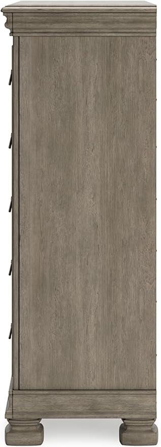 Signature Design by Ashley Lexorne Traditional 5 Drawer Chest with Felt-lined Top Drawer for Bedroom, Gray