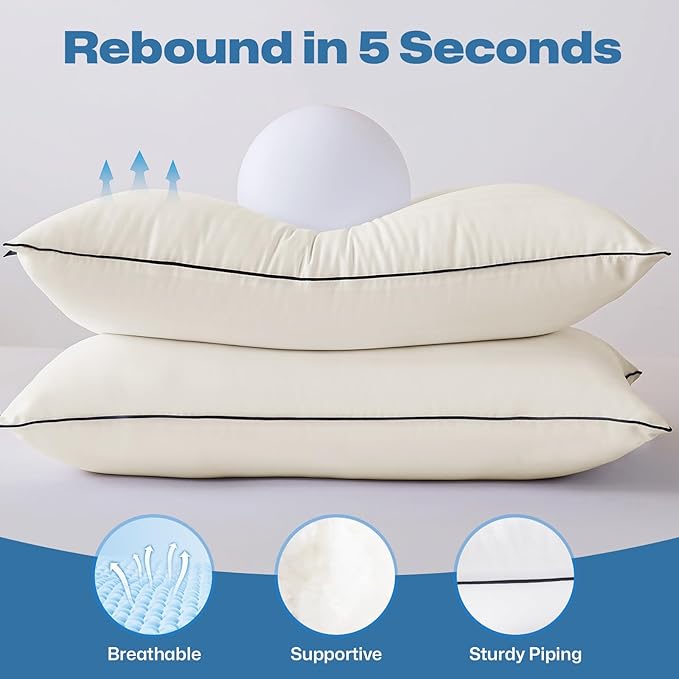 GOHOME Pillows Standard Size Set of 4 - Bed Pillows for Sleeping 4 Pack, Cooling Supportive Hotel Pillows with Premium Soft Down Alternative Fill for Side Stomach and Back Sleepers