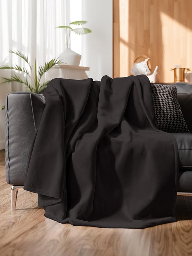 Ultra Soft Fleece Blanket Queen Size - Flannel Fleece Luxury Queen Blanket - Lightweight for Couch Bed Chair - Thick, Warm and Breathable - All Season Cozy Fuzzy, Anti-Static Microplush Bedding, Black