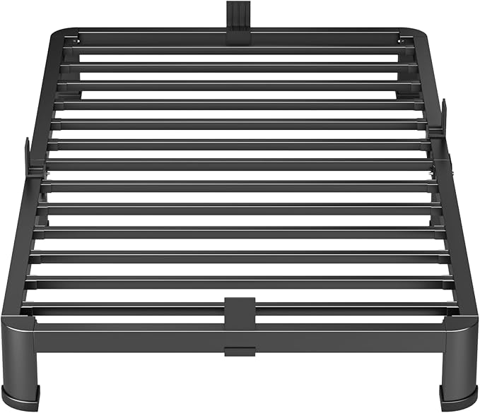 4 Inch Twin Heavy Duty 3500 lbs Bed Frame with Round-Corner Legs & Anti-Squeak Design – Quick Assembly Metal Platform, No Box Spring Needed