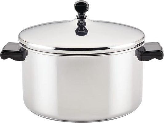 Farberware Classic Stainless Steel 6-Quart Stockpot with Lid, Stainless Steel Pot with Lid, Silver