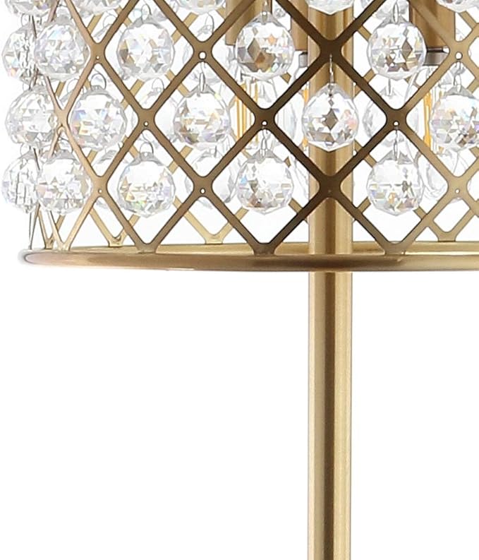 JONATHAN Y JYL9000A Elizabeth 60" Crystal/Metal LED Floor Lamp, Contemporary, Transitional, Elegant, Geometric, Office, Living Room, Family Room, Dining Room, Bedroom, Hallway, Foyer, Brass Gold/Clear