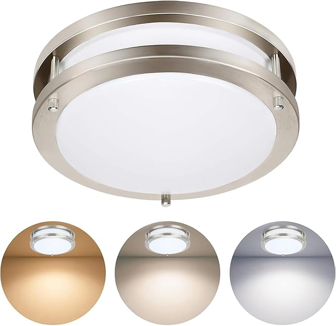 Drosbey 36W Dimmable LED Flush Mount Ceiling Light Fixture, Kitchen Light Fixtures, 12 inch Ceiling Lights for Bedroom, Bathroom, 3000K/4000K/5000K Adjustbale, Super Bright 4000LM