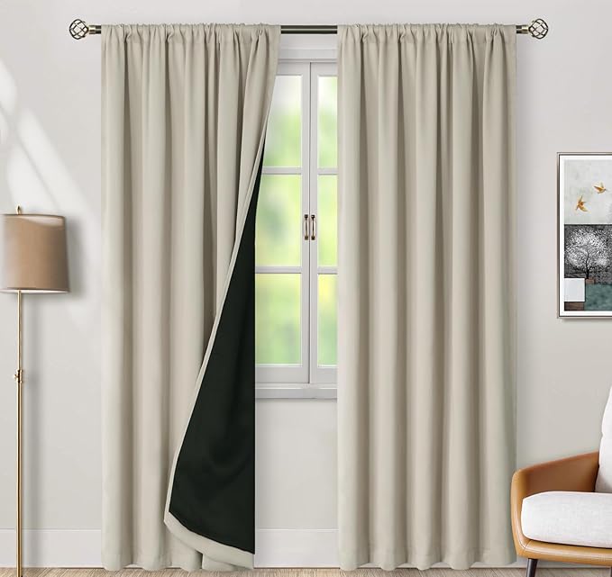 BGment Cashmere Blackout Curtains Panels for Bedroom, 100% Blackout Curtains 78 Inches Long Light Reducing Thermal Insulated Room Darkening Rod Pocket and Back Tab Drapes, 2 Panels, Each 52 x 78 Inch