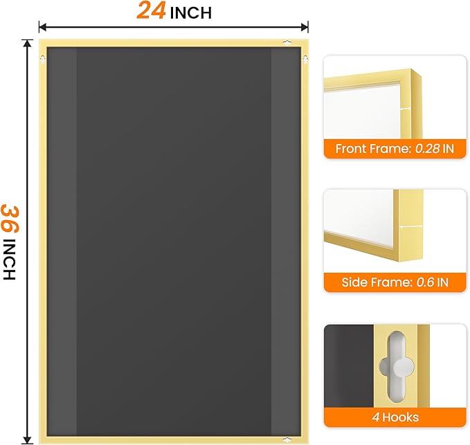 Bathroom Vanity Mirror for Wall, 2 Pack 36" x 24" Metal Framed Rectangular Bathroom Wall Mirror for Over Sink, HD Shatterproof Glass, Hangs Horizontally or Vertically(Gold)