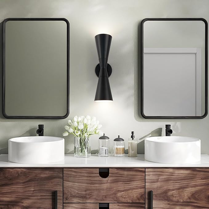 Wall Sconce Bathroom Sconces Wall Lighting, 18 inch Black Modern Sconces Up Down Lights Wall Decor Indoor Wall Light Fixtures for Living Room Hallway Staircase Bedroom Hardwired