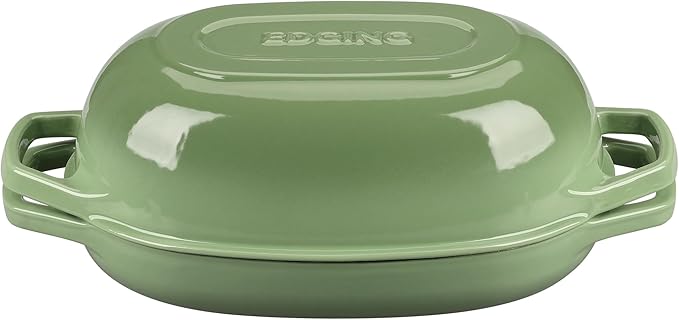 Enameled Cast Iron Dutch Oven Pot with Lid, Oval Dutch Oven for Bread Baking, Bread Oven for Homemade Sourdough Bread Baking, 5qt, Pistachio Green