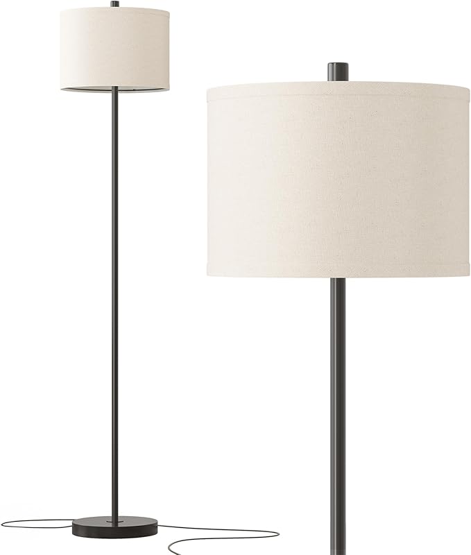 Oneach 61" Farmhouse Industrial Floor Lamp for Living Room Standing Floor Lamp Rustic Floor Lamps for Living Room Bedroom Tall Lamps with Rotary Switch for Bedroom with Natural Linen Lamp Shade