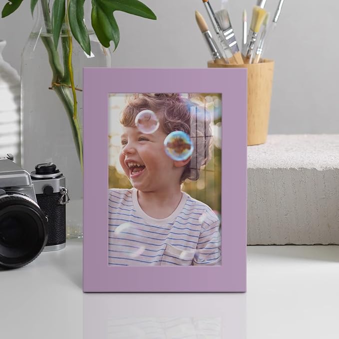 Renditions Gallery 5x7 inch Picture Frame High-end Modern Style, Made of Solid Wood and High Definition Glass Ready for Wall and Tabletop Photo Display, Violet Frame