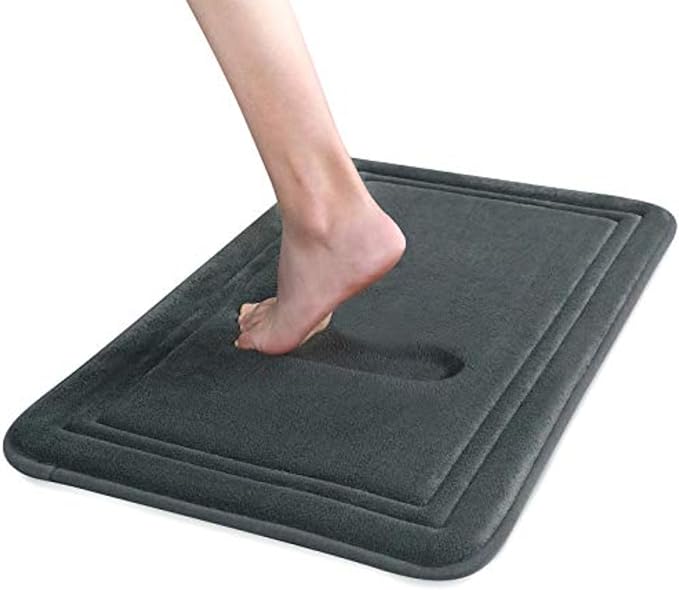 ITSOFT Memory Foam Bath Mat 59x23, Non Slip, Machine Washable, Quick Dry & Absorbent Rugs, Bath Mats for Bathroom Floor, Tub & Shower, Bathroom Rug, Charcoal Gray