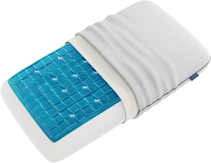 Technogel Deluxe Cooling Gel Pillow - Patented Cooling Technology, Odorless Memory Foam – Breatable Ergonomic Support for Side & Back Sleepers with Washable Cover, 4.5" (Medium)
