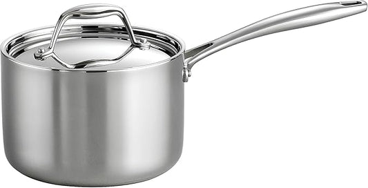 Tramontina Signature Tri-Ply Clad Stainless Steel 2-Quart Sauce Pan with Lid, Induction-Ready, Dishwasher-Safe, NSF-Certified, Made in Brazil