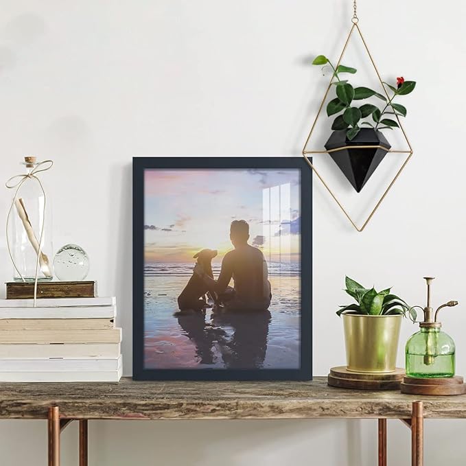 Renditions Gallery 11x14 inch Picture Frame High-end Modern Style, Made of Solid Wood and High Definition Glass Ready for Wall and Tabletop Photo Display, Navy Frame