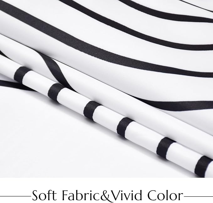 No Hook Shower Curtain with Snap in Liner, White and Black Mid Century Modern Arch Heavy Duty See Through Window Waterproof Machine Washable Bathroom Curtain 71" W x 74" L (Pack of 1)