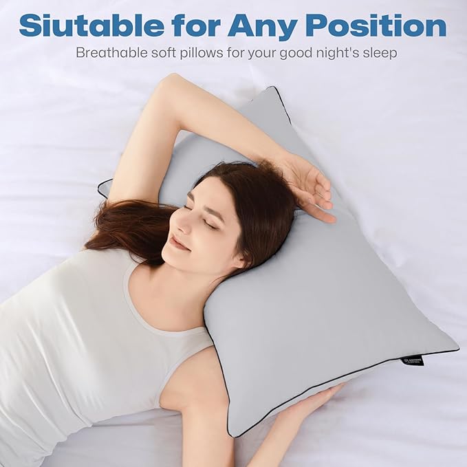 GOHOME Pillows Standard Size Set of 4 - Bed Pillows for Sleeping 4 Pack, Cooling Supportive Hotel Pillows with Premium Soft Down Alternative Fill for Side Stomach and Back Sleepers