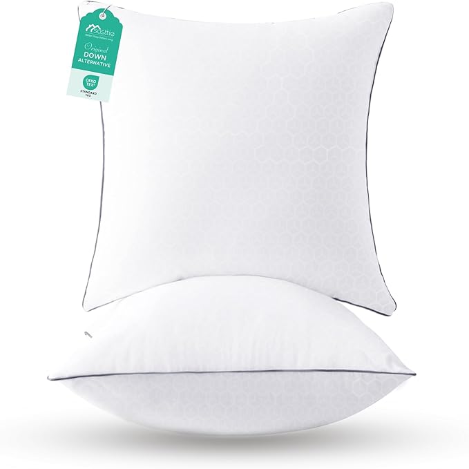 Sasttie Euro Pillow Insert 26x26, European Pillows Set of 2 for Bed, Couch, and Sofa - Oeko-Tex Certified Down Alternative Filling, 2 Pack, 26x26 Inches
