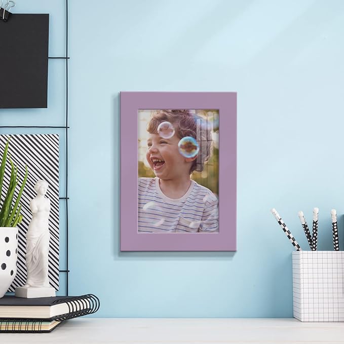 Renditions Gallery 5x7 inch Picture Frame High-end Modern Style, Made of Solid Wood and High Definition Glass Ready for Wall and Tabletop Photo Display, Violet Frame