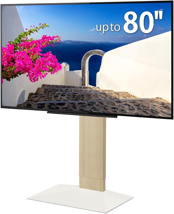 WALL V3 Low Type | Sleek Japanese 32-80 Inch Universal Side TV Stand Adjustable Mount, No Drill | White Oak
