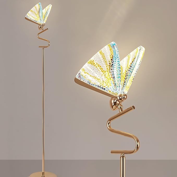 O'NEELDY Floor Lamps for Living Room LED Gold Floor Lamp 65" Tall Modern Floor Lamp with Butterfly Decoration Design,Suitable for Reading,Bedrooms,Offices and Corners