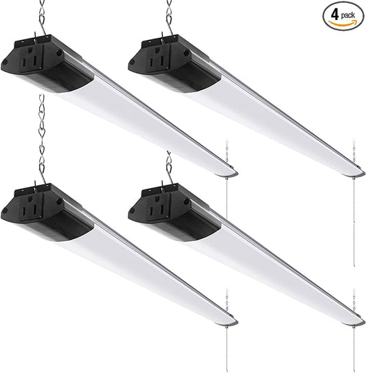 Barrina BS84 LED Shop Lights for Workshop 4FT, 84W, 10000LM, 5000K Linkable Light Fixture for Garage, Basement, Hanging or Flush Mount, ETL, 4 Packs