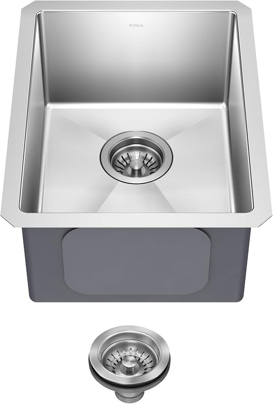KRAUS Standart Pro 14 -inch Undermount Single Bowl 16 Gauge Stainless Steel Bar Kitchen Sink, KHU101-14