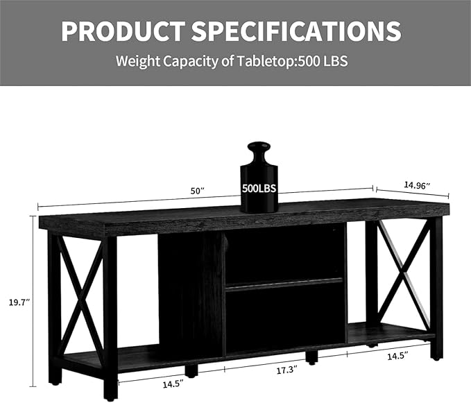 GAZHOME TV Stand for TV up to 55 Inches, TV Cabinet with Open Storage, TV Console Unit with Shelving for Living Room, Entertainment Room, Black