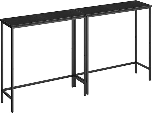 HOOBRO 2 Pack Narrow Sofa Console Table, 29.5" Small Entryway Table, Thin Display Shelf, for Hallway, Bedroom, Living Room, Foyer, Black BK75XGP201