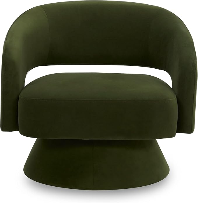 CHITA Swivel Accent Chair Armchair, FSC Certified Velvet Barrel Chair for Living Room Bedroom, Forest Green