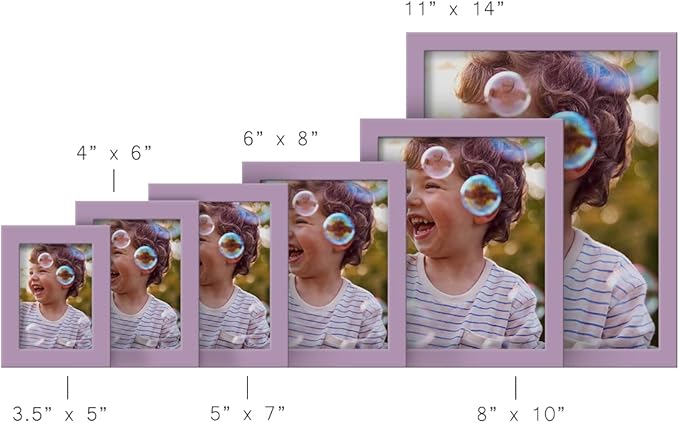 Renditions Gallery 5x7 inch Picture Frame High-end Modern Style, Made of Solid Wood and High Definition Glass Ready for Wall and Tabletop Photo Display, Violet Frame