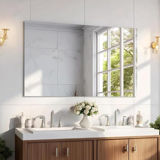 KOCUUY Large Frameless Mirror,55x36 Inch Rectangle Bathroom Vanity Mirror for Over Sink, Upgraded Shatterproof Unframed Design for Bedroom, Living Room, Entryway