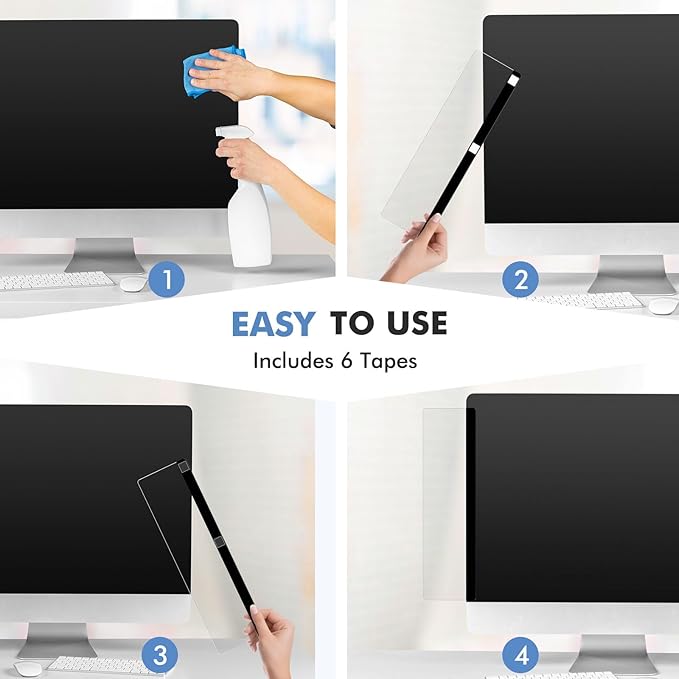 DOLLAR BOSS Monitor Memo Boards for Computers 2 Pcs Office Desk Accessories 11" x 3.1" Transparent Acrylic Monitor Side Panel Multifunction Message Board Screen Note Holder for Office Home Work Desk