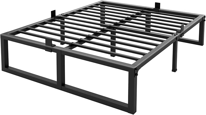16 inch Queen Bed Frame,3500 lbs Heavy Duty Metal Platform,Steel Slats Support/No Box Spring Needed/Noise Free/Non-Slip/Easy Assembly