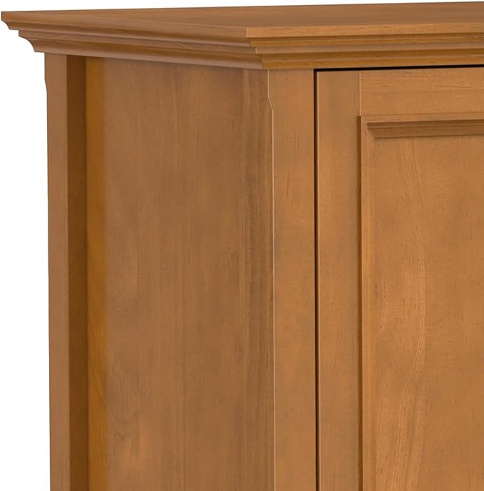 SIMPLIHOME Amherst 72-inch Wide Solid Wood TV Stand in Light Golden Brown, Transitional-Style Media Console for Living Room with Cable Management and Adjustable Shelves, Fits 80" TVs