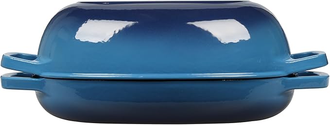 Enameled Cast Iron Dutch Oven Pot with Lid, Oval Dutch Oven for Bread Baking, Bread Oven for Homemade Sourdough Bread Baking, 5qt, Lake Blue