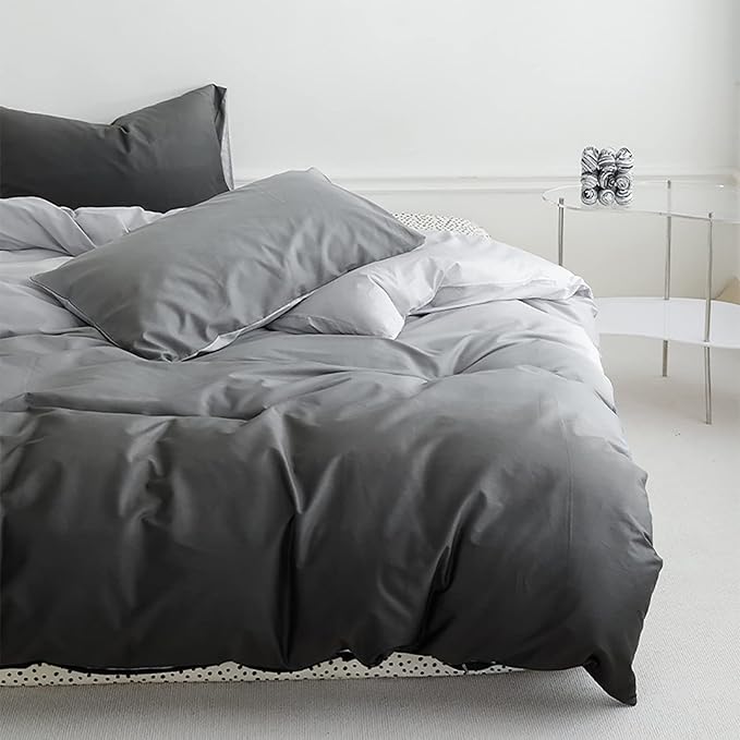 Luxlovery Grey Gradient Comforter Set Twin Black Grey Bedding Set Men Women Abstract Bedding Set Soft Breathable Blanket Quilts Modern Dark Grey Comforter Set