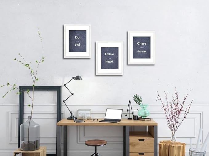 11x14 Picture Frame Set of 3 with Real Glass for Pictures 8x10 with Mat or 11x14 Without Mat, Wall or Tabletop Gallery Photo Frames in White