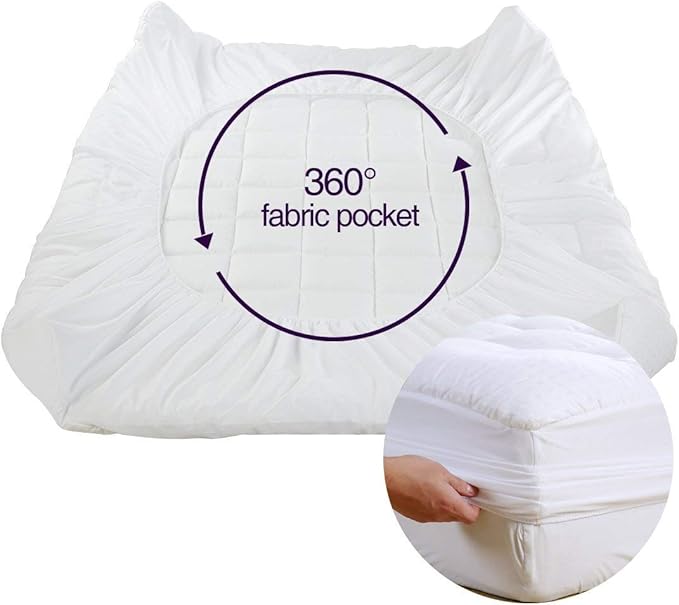 EASELAND OlympicQueen Mattress Pad Pillow Top Mattress Cover Quilted Fitted Mattress Protector Cotton Top 8-21" Deep Pocket Expanded Mattress Topper (66x80 Inches, White)