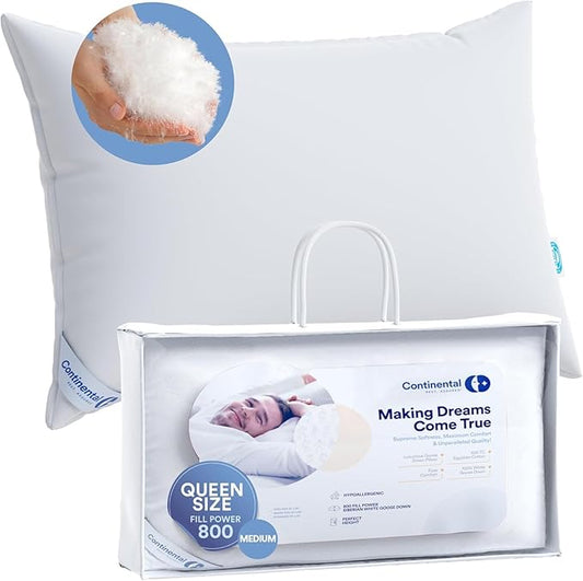 100% Siberian Goose Down Pillow Father's Day Dream Ensemble - Firm Queen Size, Pack of 1 - Firm and Luxurious Siberian Down Pillow for Sleeping, 800 Fill Power - Includes Pillow Protector