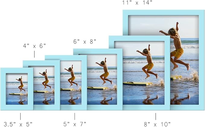 Renditions Gallery 6x8 inch Picture Frame High-end Modern Style, Made of Solid Wood and High Definition Glass Ready for Wall and Tabletop Photo Display, Blue Frame