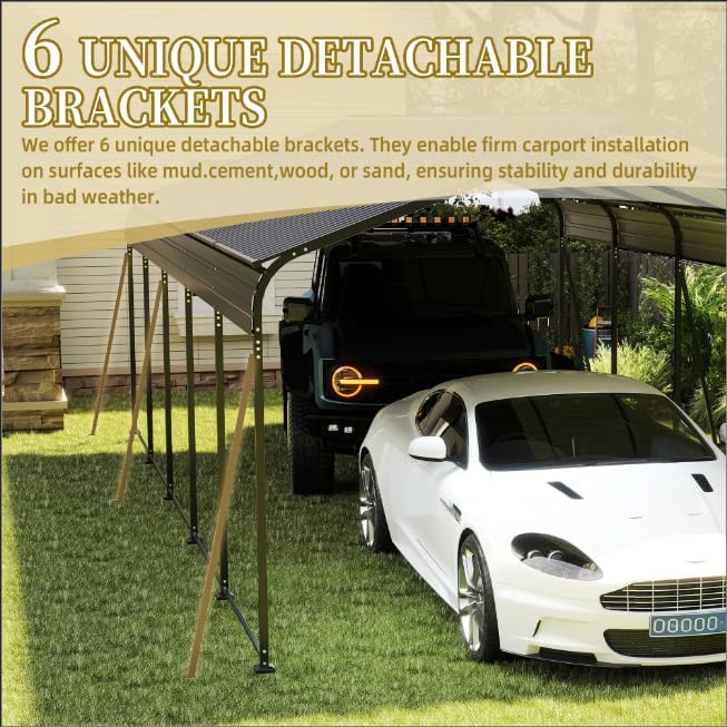 13 x 26.5 FT Carport, 0.25mm Thick, with Protective Film to Prevent Scratching, 2 Pairs of Adhesive Gloves, 3 Hooks, 12 Expansion Screws, 6 Fixed Iron Pieces