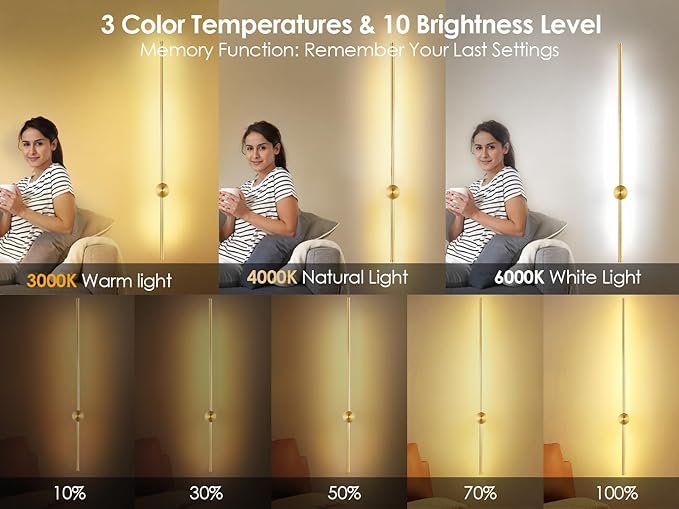 39.4 Inch Battery Operated Wall Sconces Set of Two, 12000mAh Rechargeable Wall Sconce with Remote Control, Dimmable LED Wireless Wall Lights for Bedroom, Living Room, 15 Colors, 180° Rotate, Gold