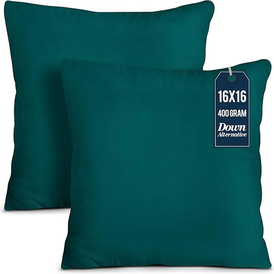 Utopia Bedding Throw Pillows Insert (Pack of 2, Dark Teal) - 16 x 16 Inches Bed and Couch Pillows - Indoor Decorative Pillow