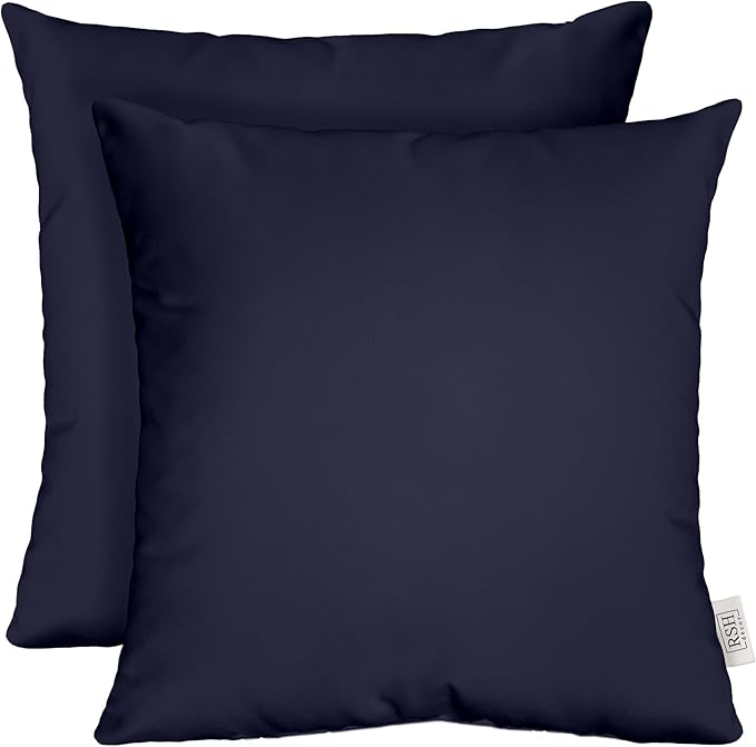 RSH DECOR: Sunbrella Square Throw Pillows Set of 2 | 20" x 20" | Water and Fade-Resistant Performance Fabric | Outdoor Pillow Covers with Down-Alternative Inserts | Canvas Navy Blue
