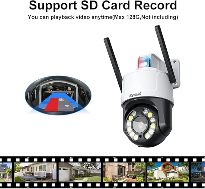 JideTech 5MP 5X Zoom Wi-Fi IP PTZ Camera,Night Vision Human Vehicle Detection AutoTracking Sound and Light Alarm,Two-Way Voice, Outdoor Wireless PTZ Camera,CamHipro