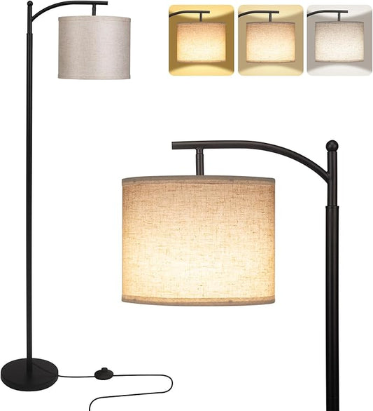 Arc Floor Lamp,Modern Floor Lamp,62'' Standing Lamp with Foot Switch,Tall Floor Lamps for Living Room,Bedroom,Office,360° Adjustable Light Shade,(Black)